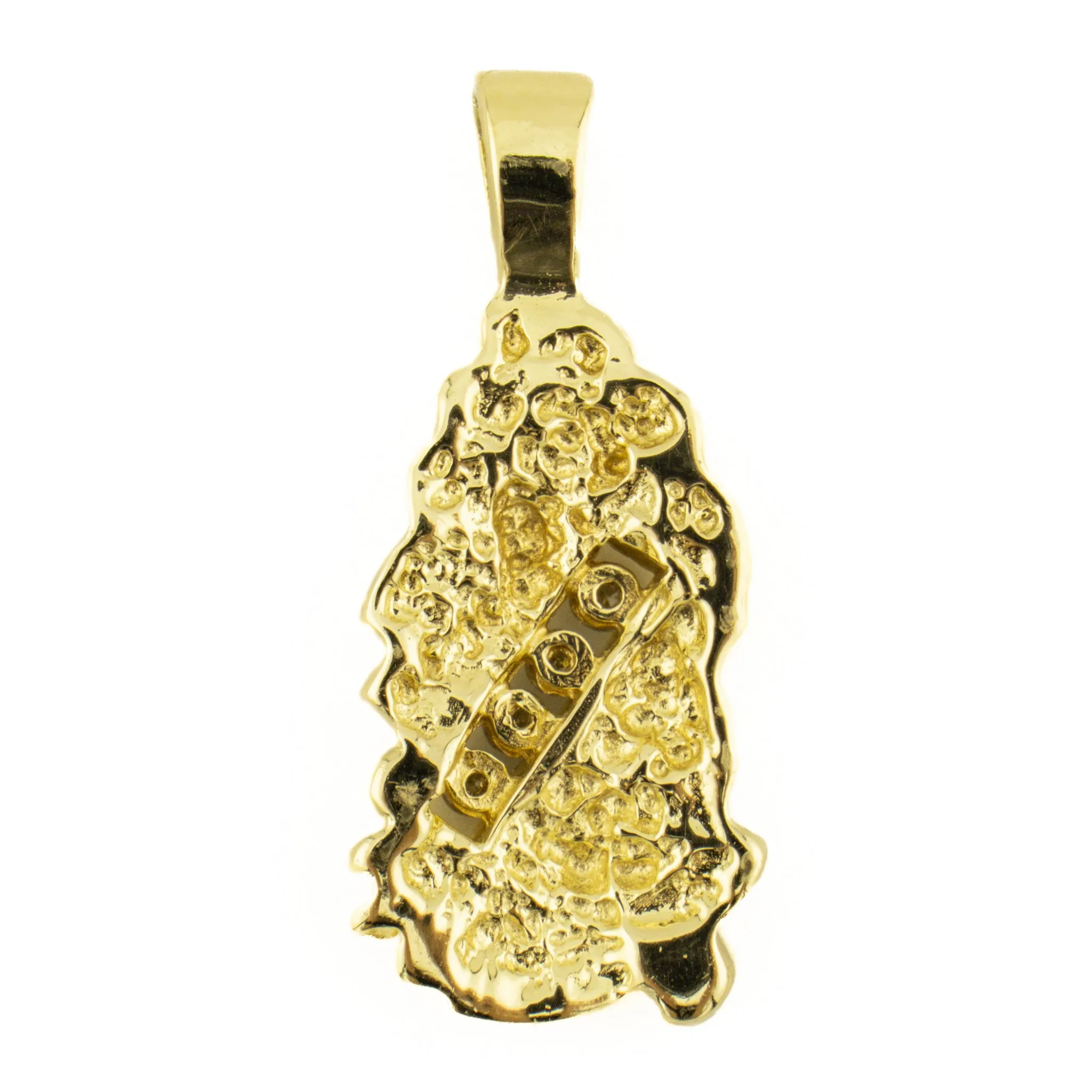 0.15ctw Round Brilliant Diamond Accented Nugget Finish Pendant in 14K Yellow Gold