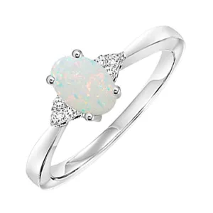 10Kt Rose Gold Diamond 1/20Ctw & Opal 1/2Ctw Ring