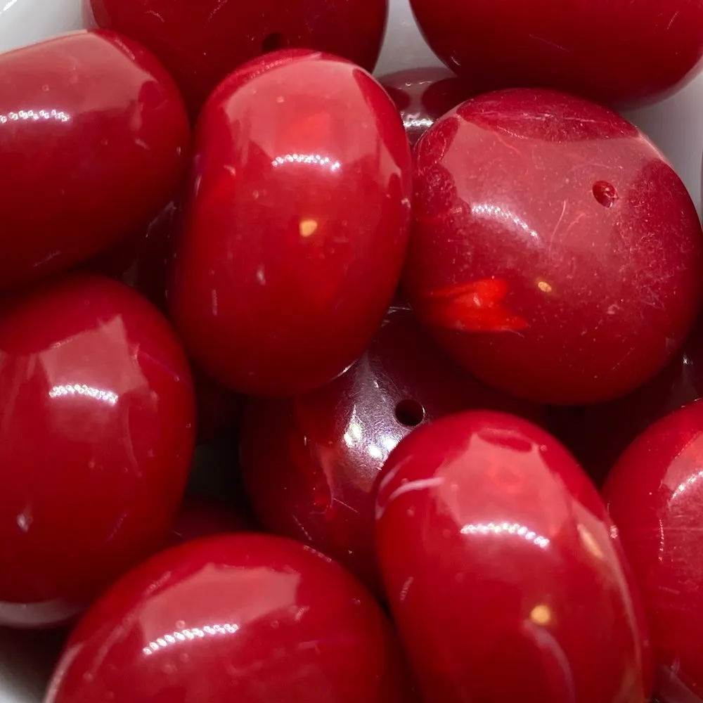 10x20mm Rondelle (10) - Red - Vintage Opaque Marbled Effect Beads