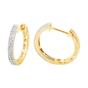 1/10 CTW Diamond Hoop Earrings in 10KT Yellow Gold