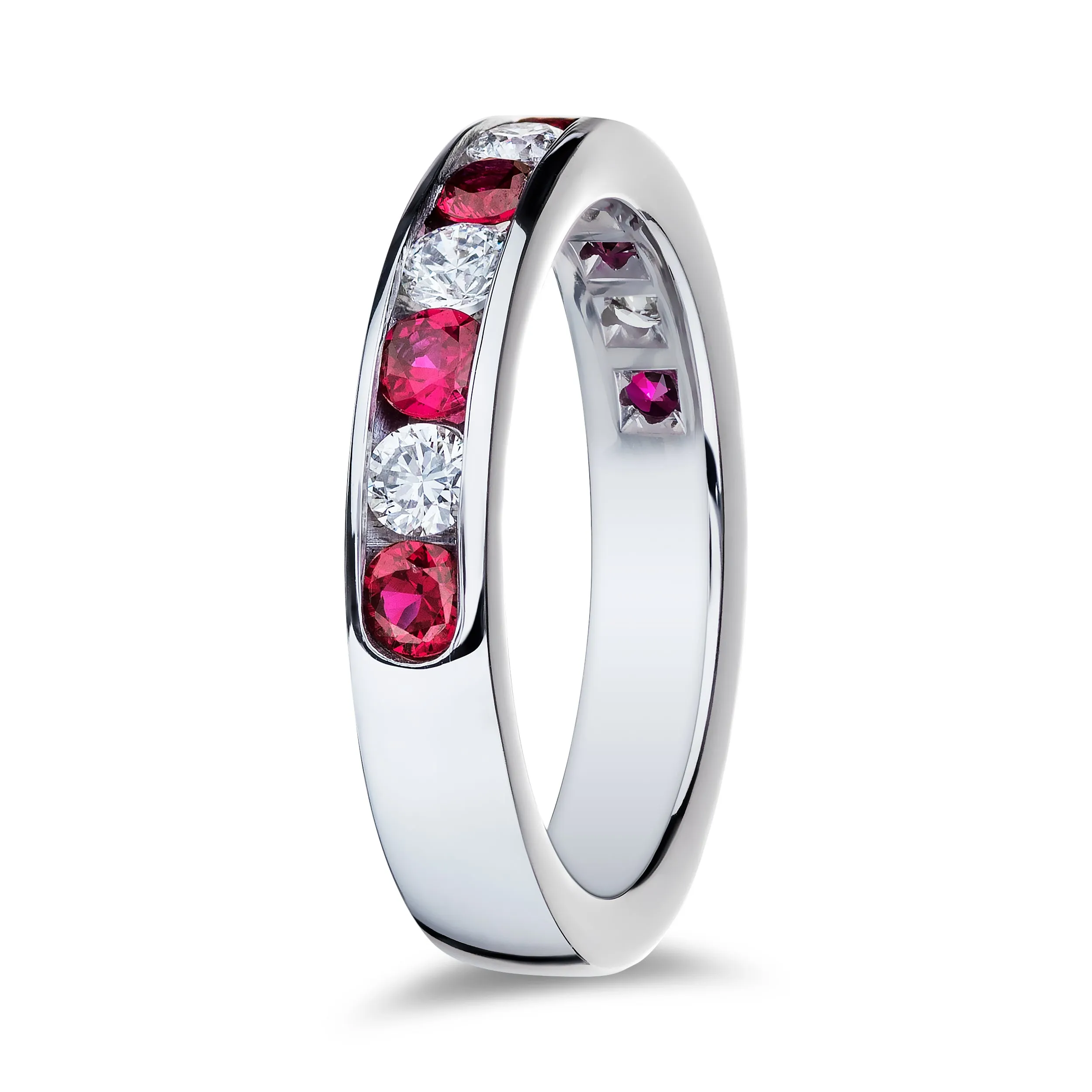 1.11ctw Diamond Ruby Platinum Band