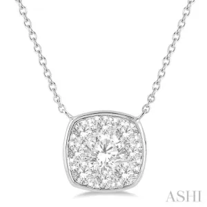 1/2 Ctw Cushion Shape Lovebright Diamond Necklace in 14K White Gold