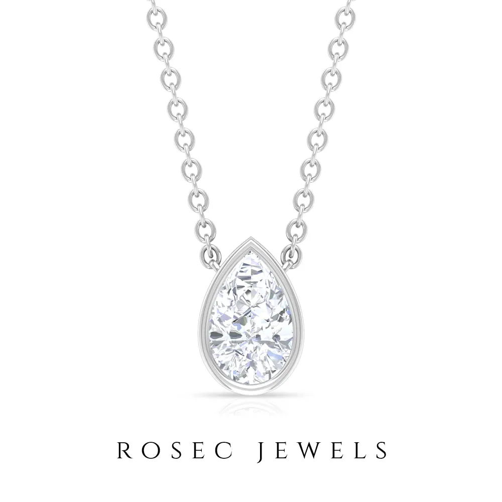 1/4 CT Pear Shape Diamond Solitaire Necklace