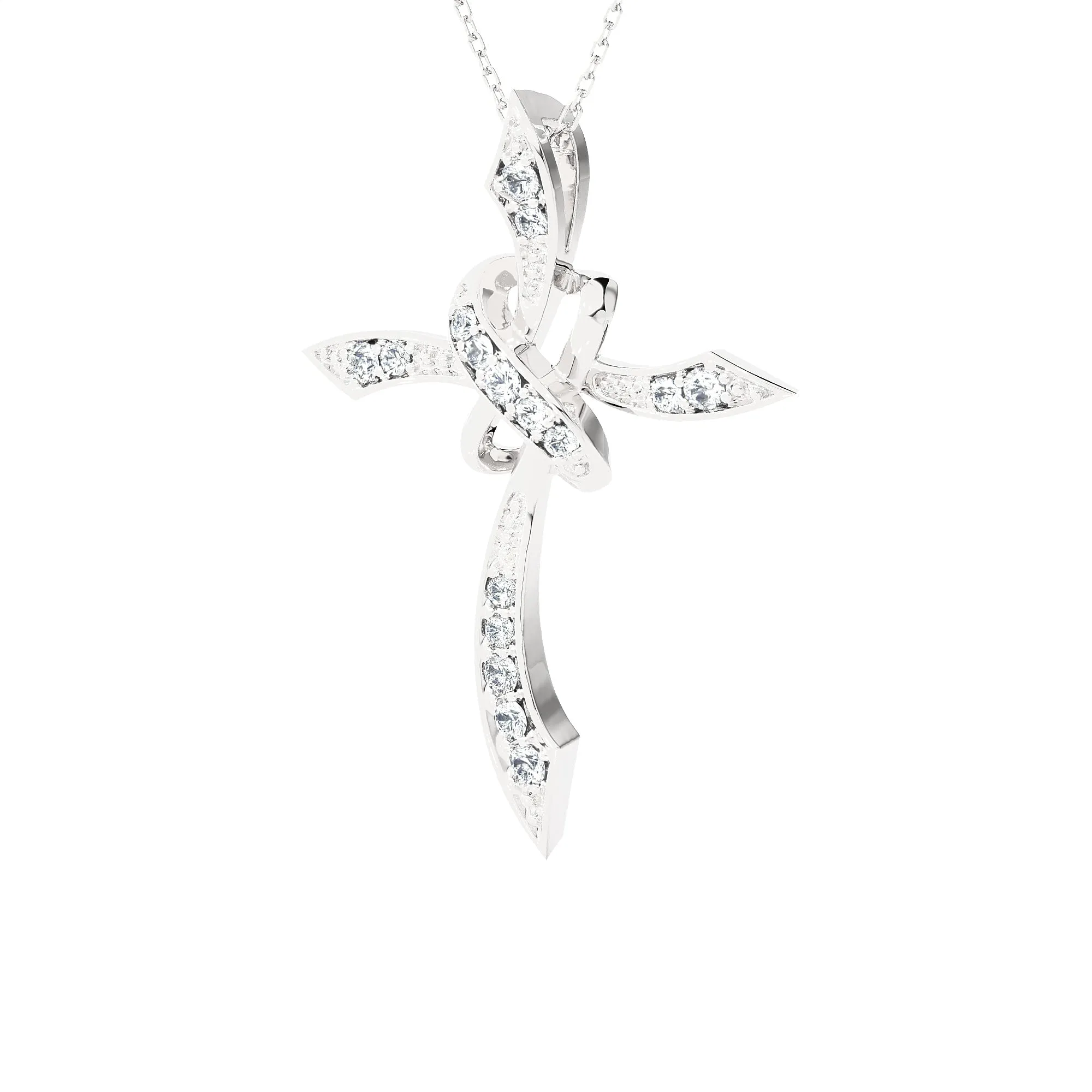 1/4 ctw Round Lab Grown Diamond Cross Pendant