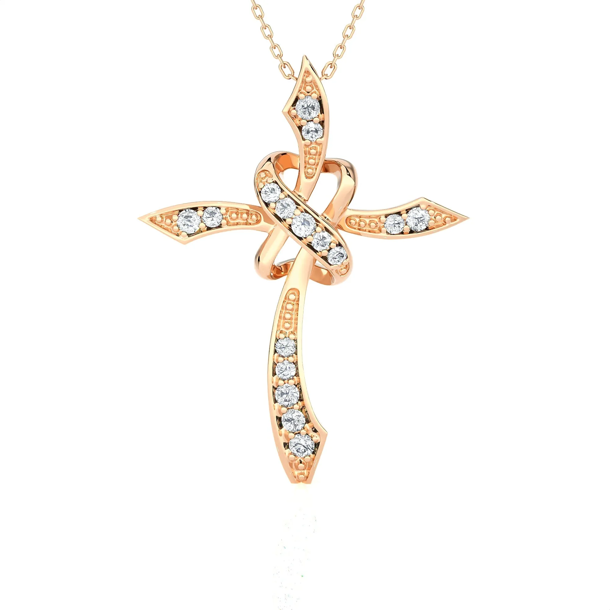 1/4 ctw Round Lab Grown Diamond Cross Pendant