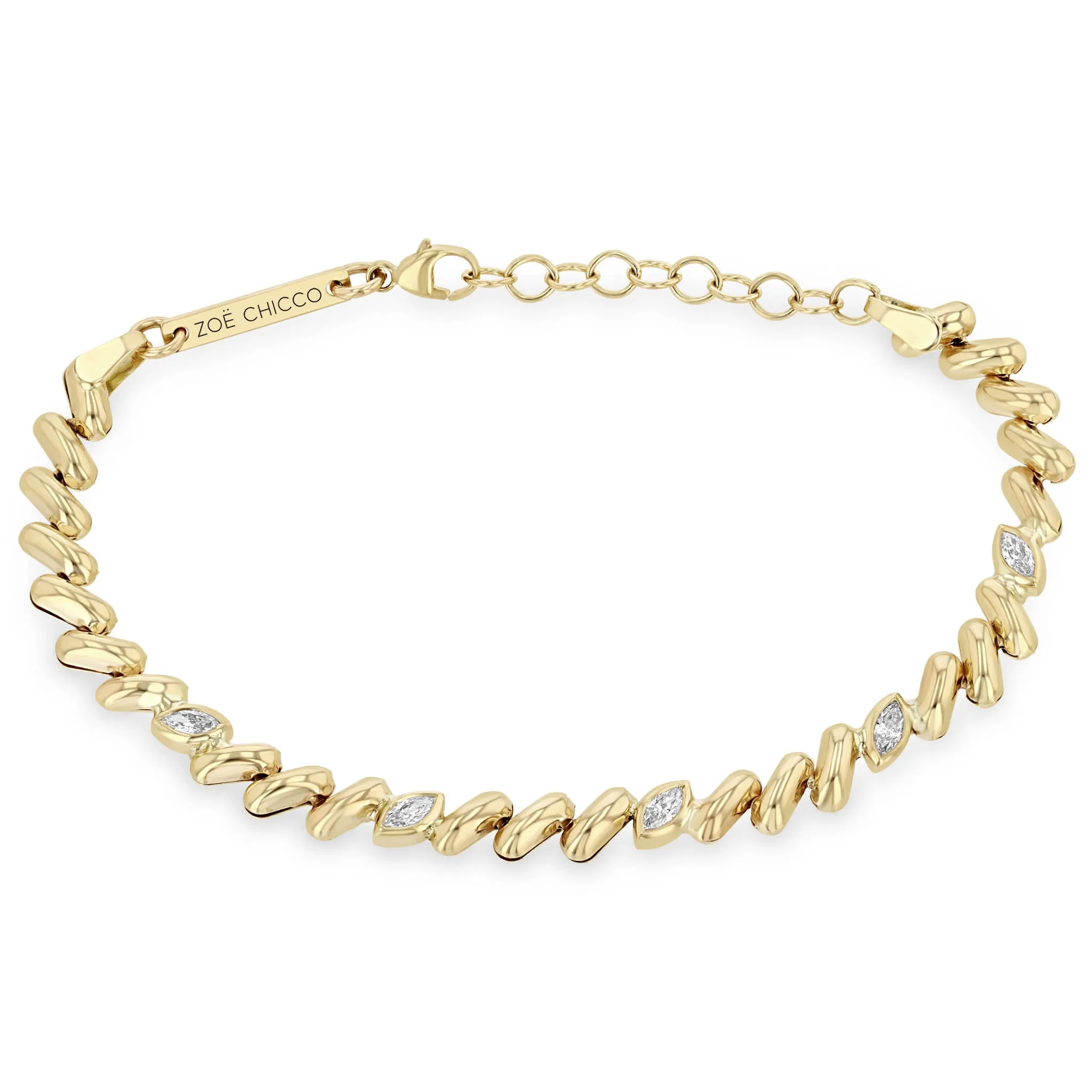 14k 5 Marquise Diamond Station San Marco Chain Bracelet