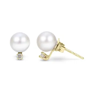 14k Freshwater Pearl Stud & Diamond