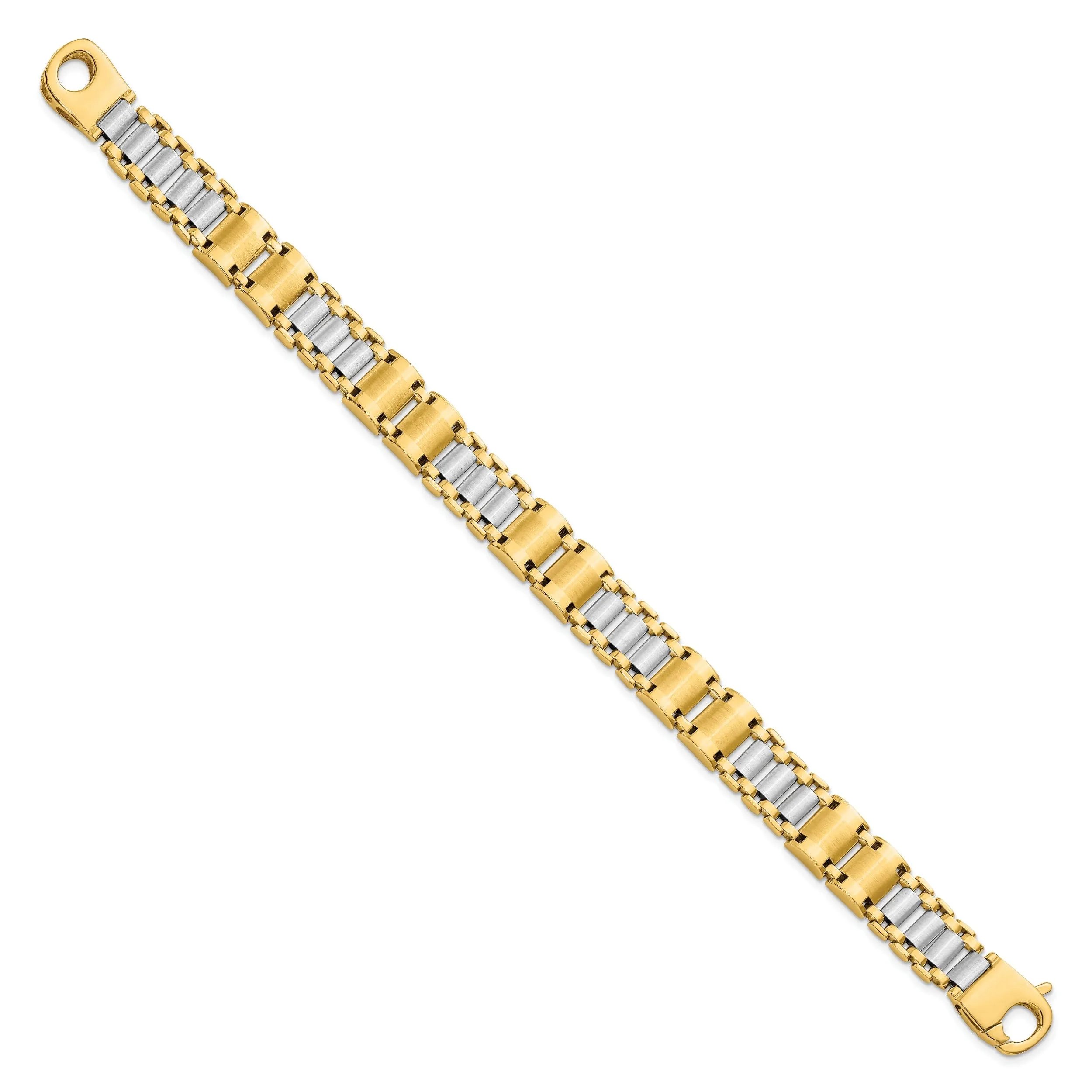 14k Two Tone Gold Fancy Link Men's Bracelet