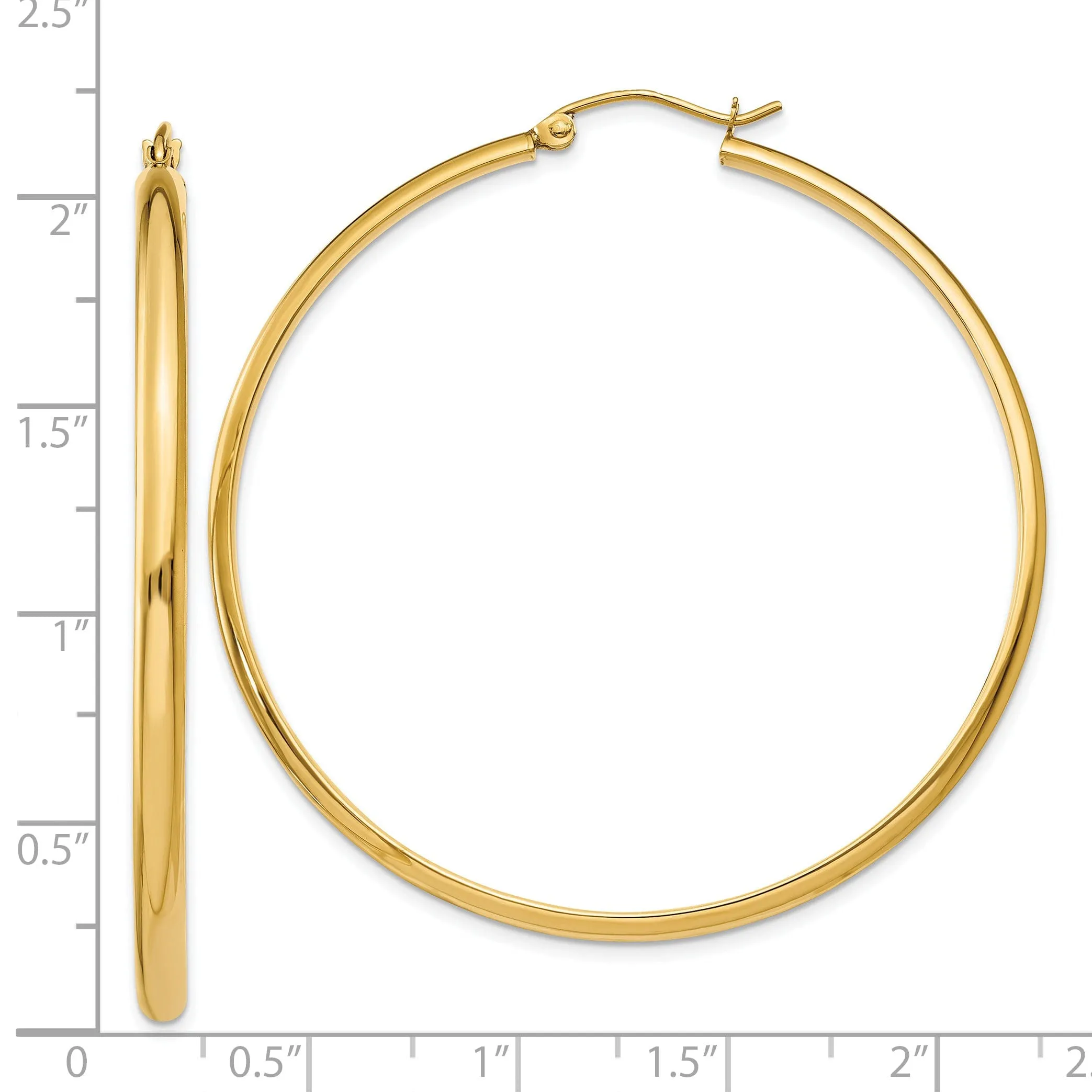 14k Yellow Gold 2.75 x 50MM Hoop Earrings