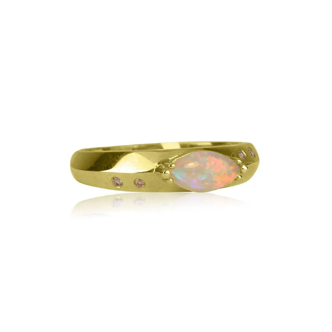 14kt Yellow Gold Opal and diamond ring