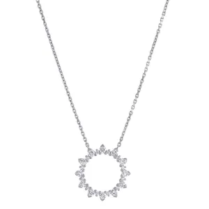 18ct White Gold 0.48ct Diamond Circle Sunburst Necklace