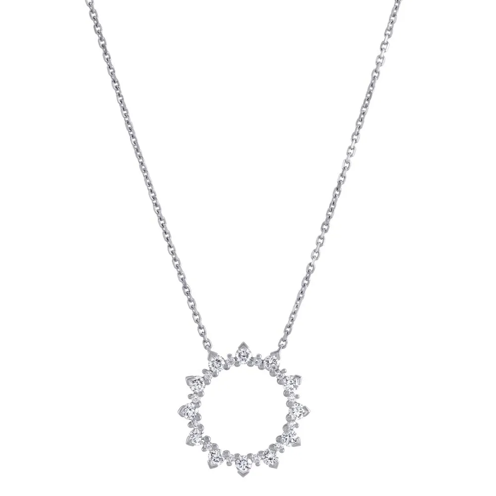 18ct White Gold 0.48ct Diamond Circle Sunburst Necklace