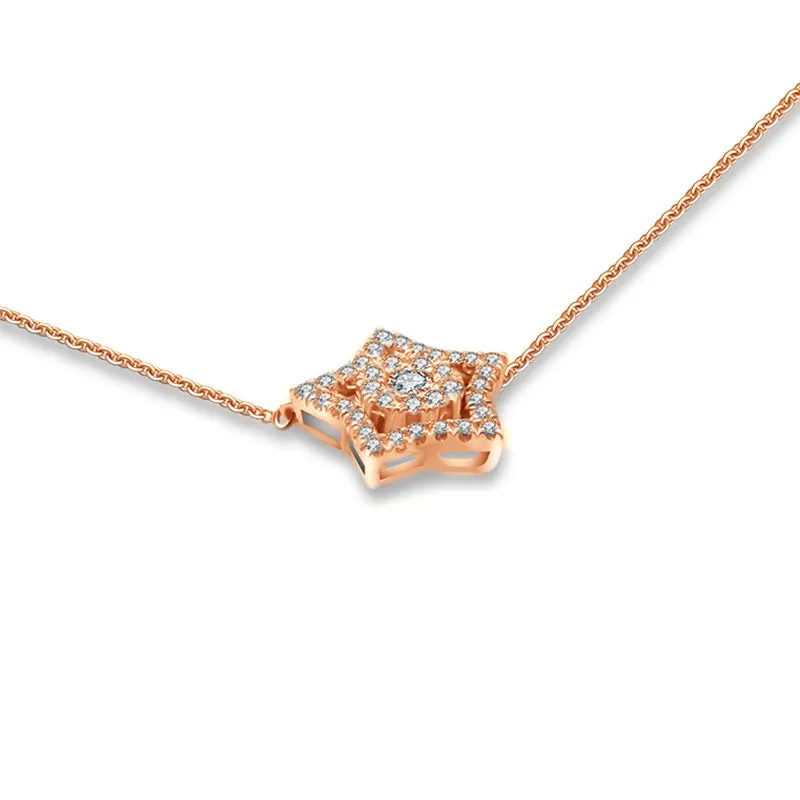 18k Gold Star Shape Diamond Necklace