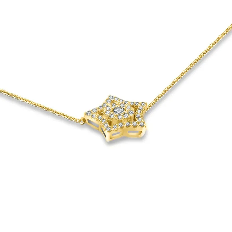 18k Gold Star Shape Diamond Necklace