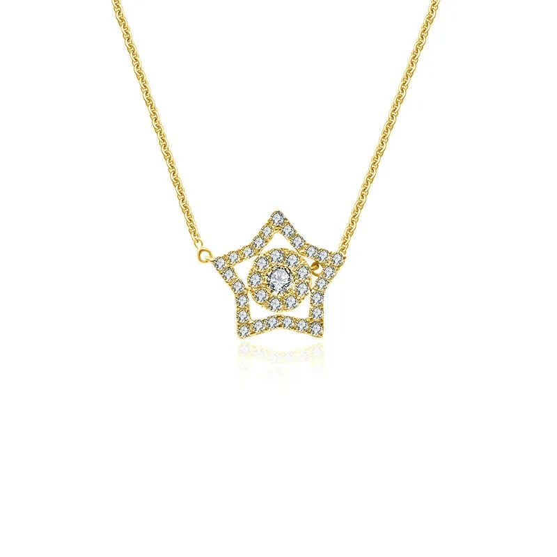 18k Gold Star Shape Diamond Necklace