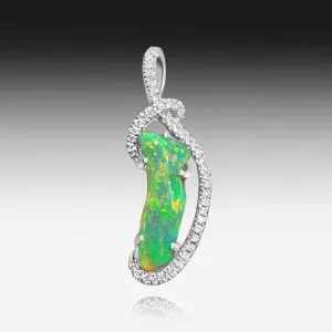 18K White Gold Black Opal pendant