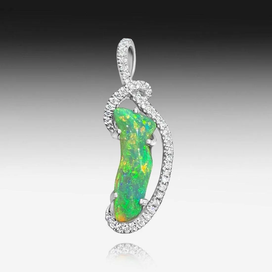 18K White Gold Black Opal pendant