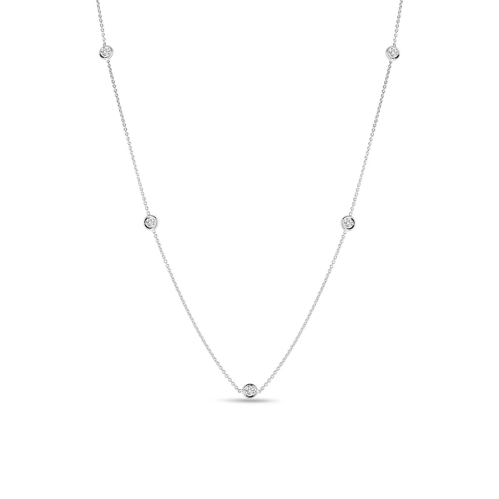 18K WHITE GOLD DIAMONDS BY THE INCH 5 STATION NECKLACE