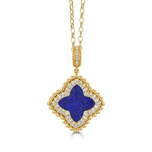 18K YELLOW GOLD DIAMOND NECKLACE WITH LAPIS