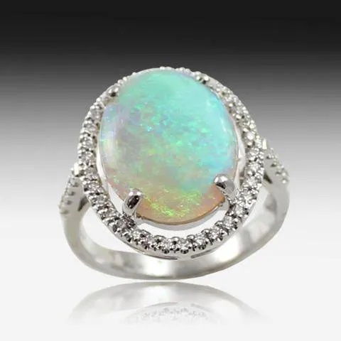 18kt White Gold Black Opal and Diamond ring