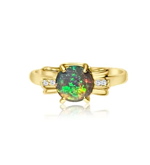 18kt Yellow Gold Black Opal and diamond ring