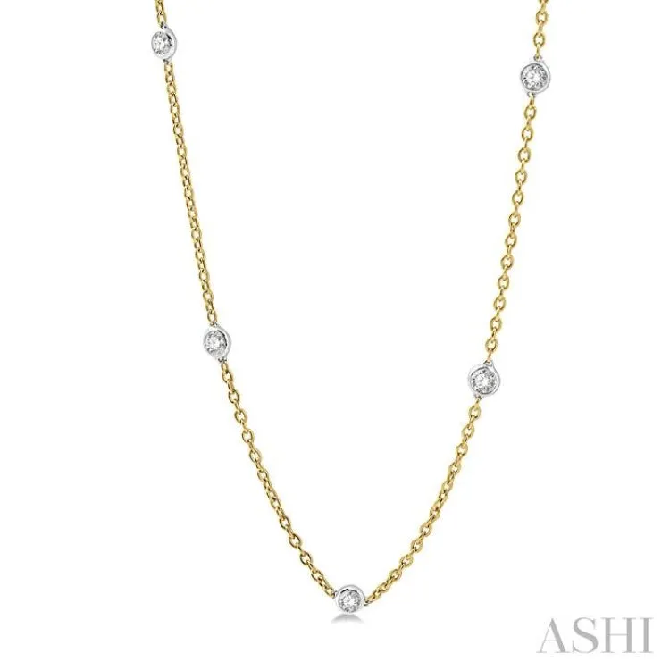 2 Ctw Round Cut Diamond Fashion Necklace in 14K Yellow and White Gold