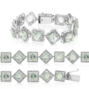 21.50 cttw Green Amethyst Bracelet .925 Sterling Silver