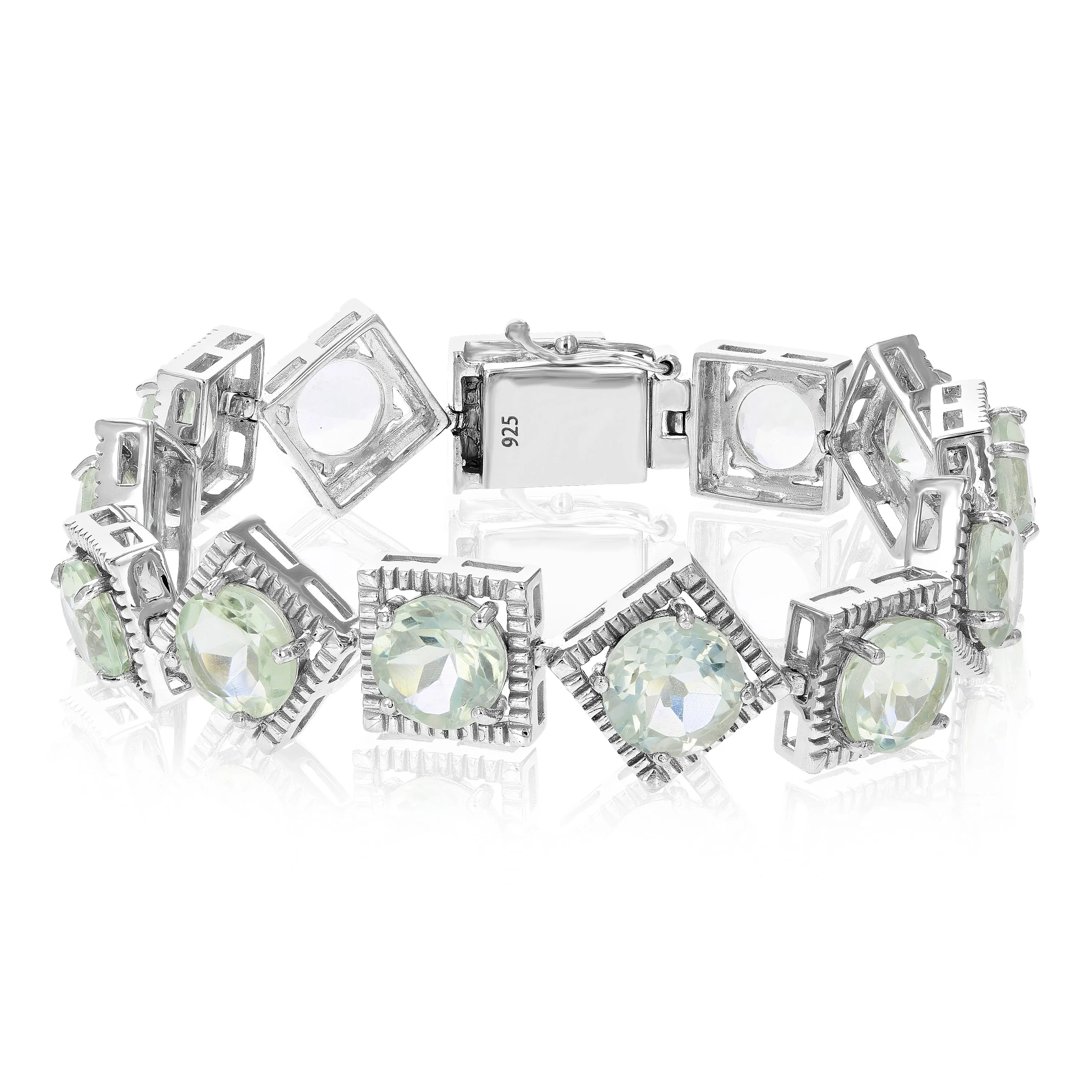 21.50 cttw Green Amethyst Bracelet .925 Sterling Silver