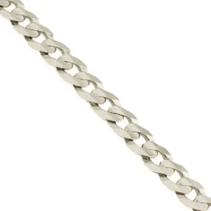 8mm Wide Curb Chain Link 9" Bracelet in 10K White Gold - 17.9 Grams