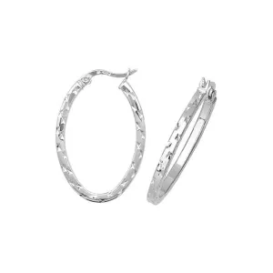 Acotis Silver Hoop Earrings Oval Dia Cut G5869