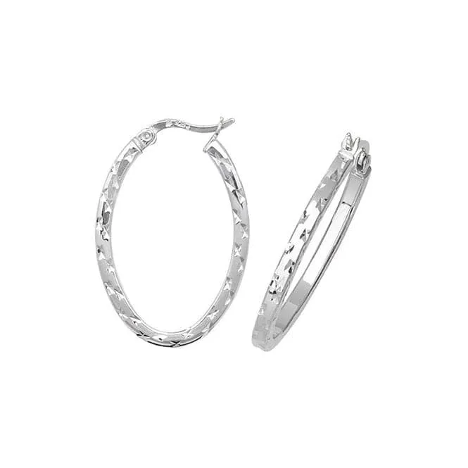 Acotis Silver Hoop Earrings Oval Dia Cut G5869