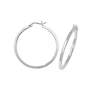 Acotis Silver Hoop Earrings Plain G5714