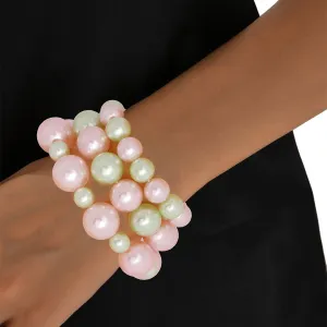 AKA Pink Green Pearls Stretch Bracelet Set Alpha Kappa Alpha Inspired