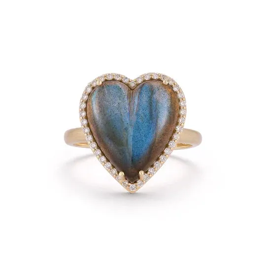 Alana Large Semiprecious Heart Ring with Diamonds