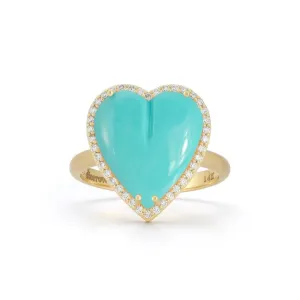 Alana Large Semiprecious Heart Ring with Diamonds