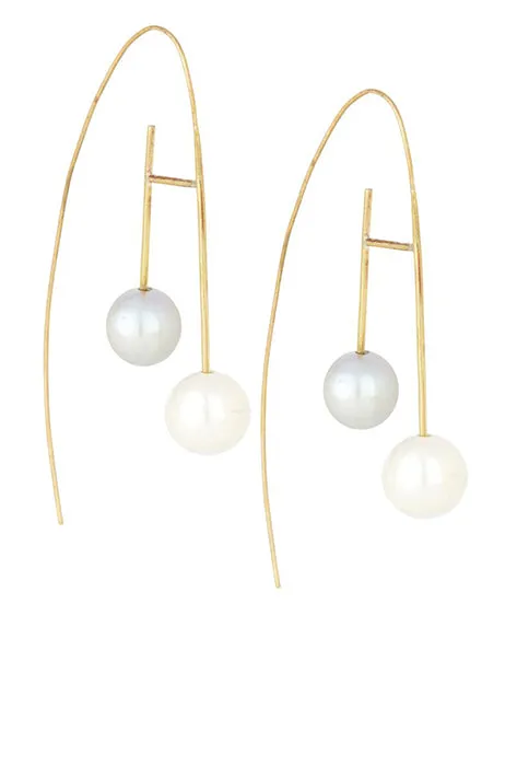 Allium Frost 14K Freshwater   Grey Pearl Earrings