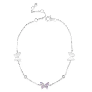 Amethyst Butterflies Children Sterling Silver Bracelet