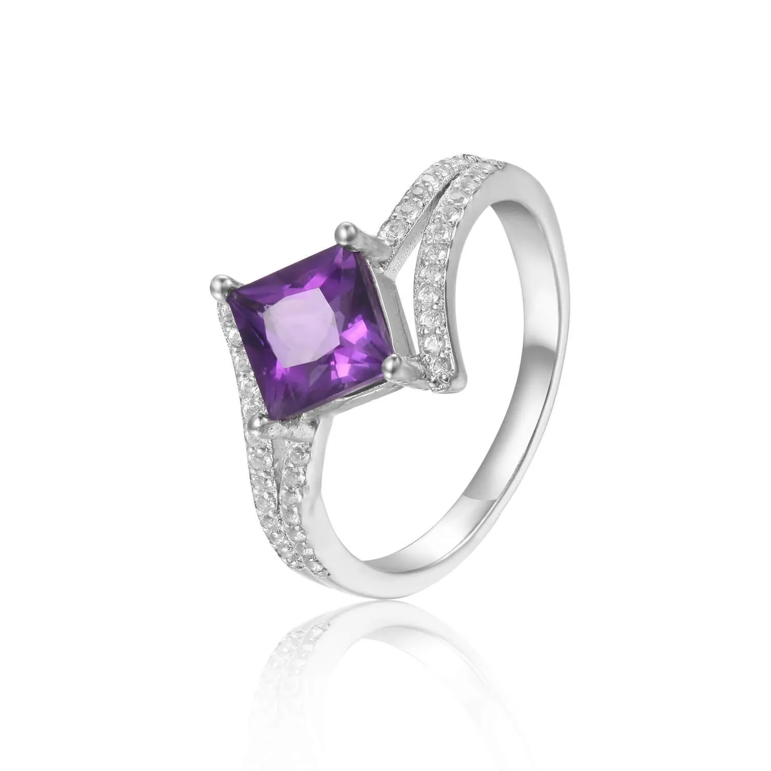 Amethyst Star Solitaire Ring