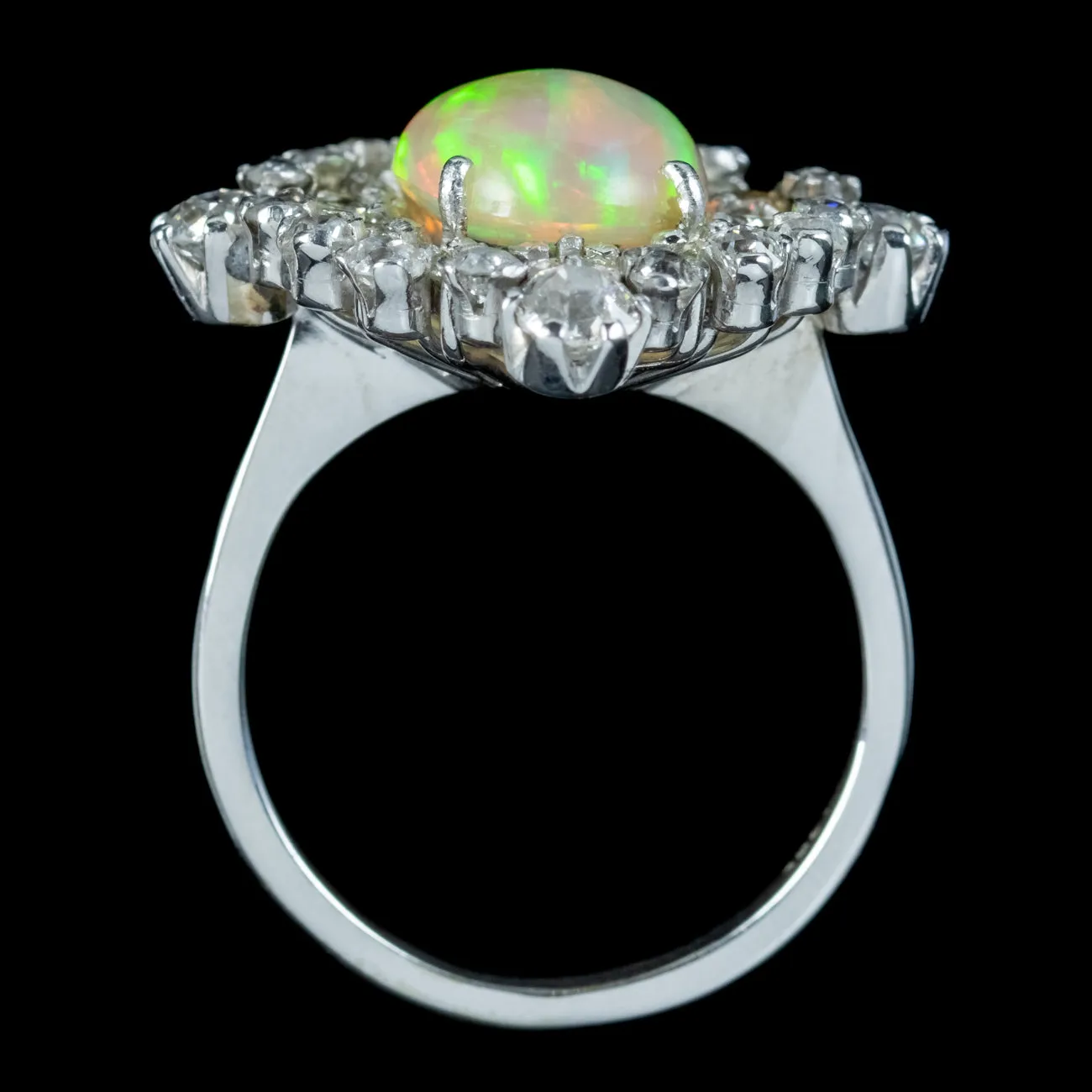 Antique Art Deco Opal Diamond Cluster Ring 3.5ct Opal