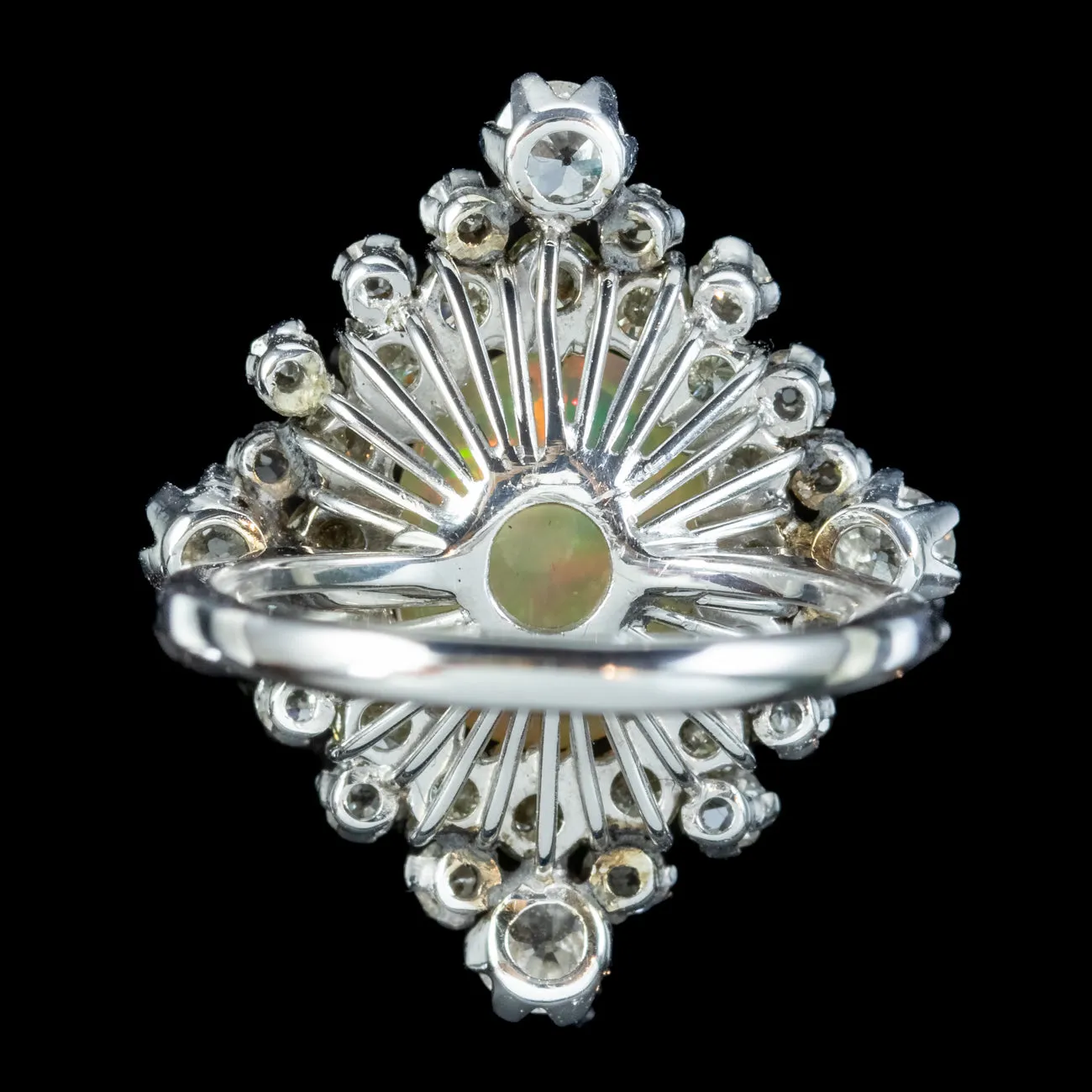 Antique Art Deco Opal Diamond Cluster Ring 3.5ct Opal