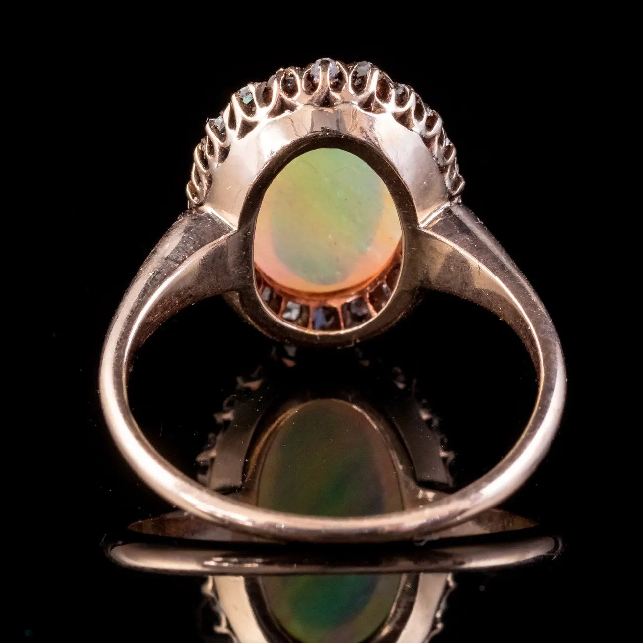 Antique Edwardian Opal Diamond Ring 15ct Gold 3ct Opal Circa 1901