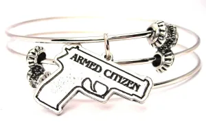 Armed Citizen Gun Triple Style Expandable Bangle Bracelet