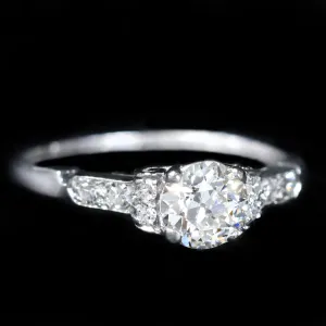 Art Deco 0.69 Carat Old European Cut Diamond Engagement Ring