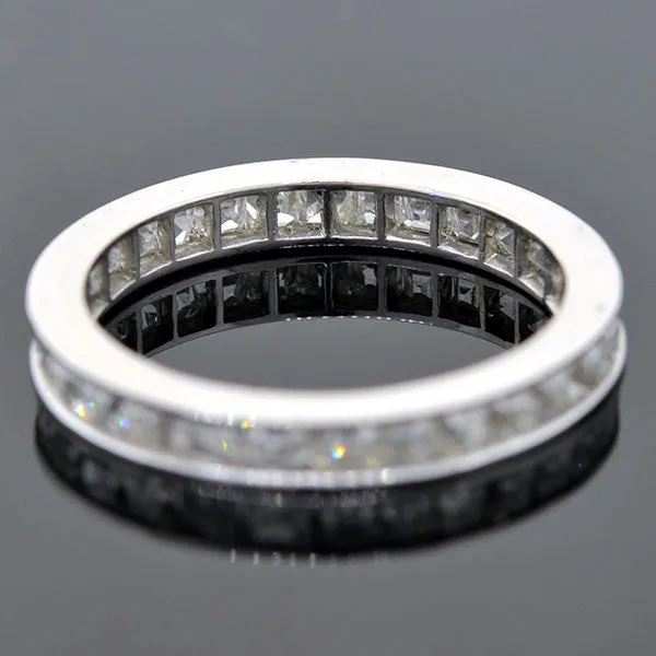 Art Deco Platinum Square Fancy Cut Diamond Eternity Band 2.25ctw