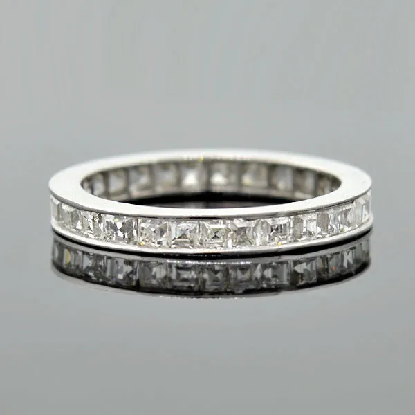 Art Deco Platinum Square Fancy Cut Diamond Eternity Band 2.25ctw