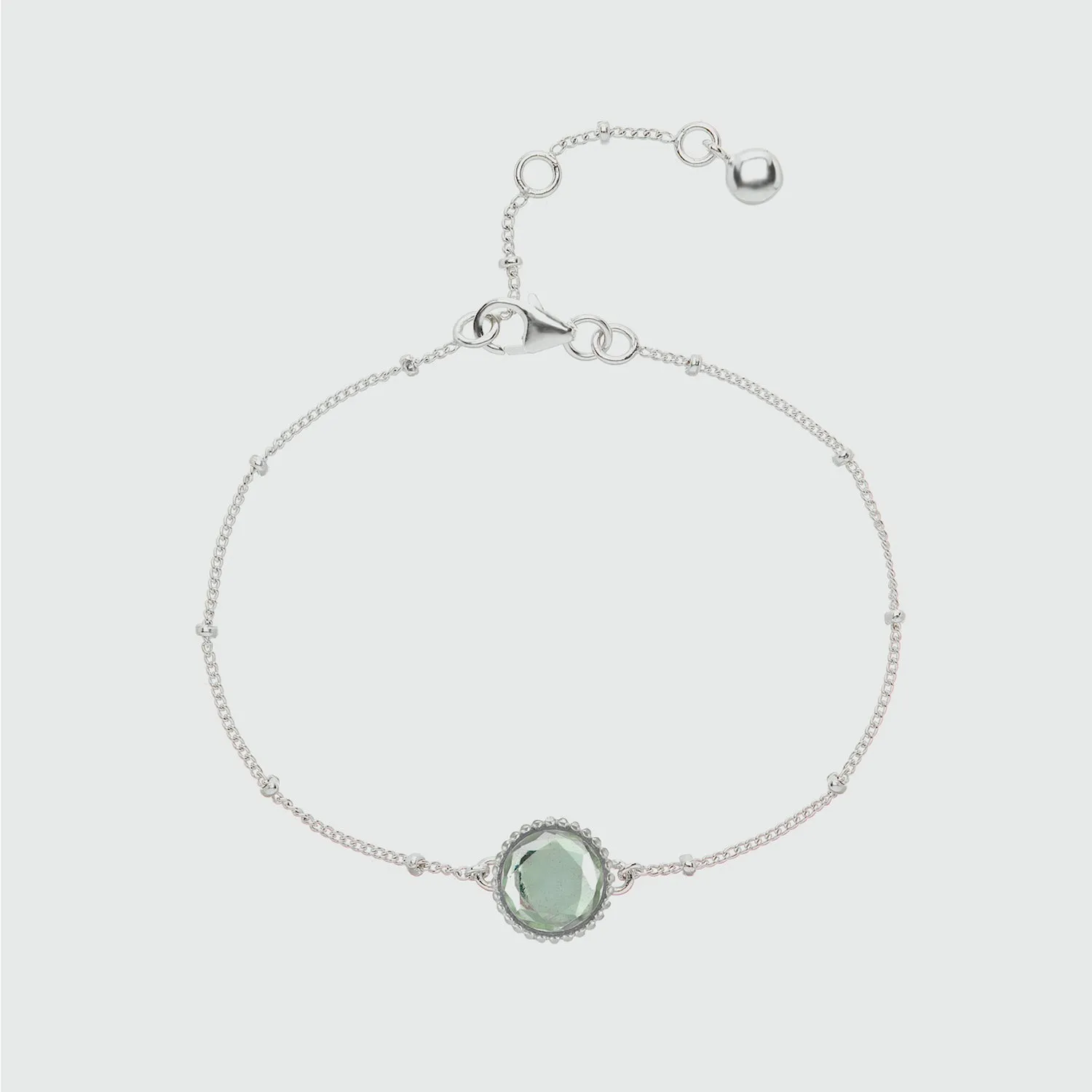 Barcelona Silver August Green Amethyst Birthstone Bracelet