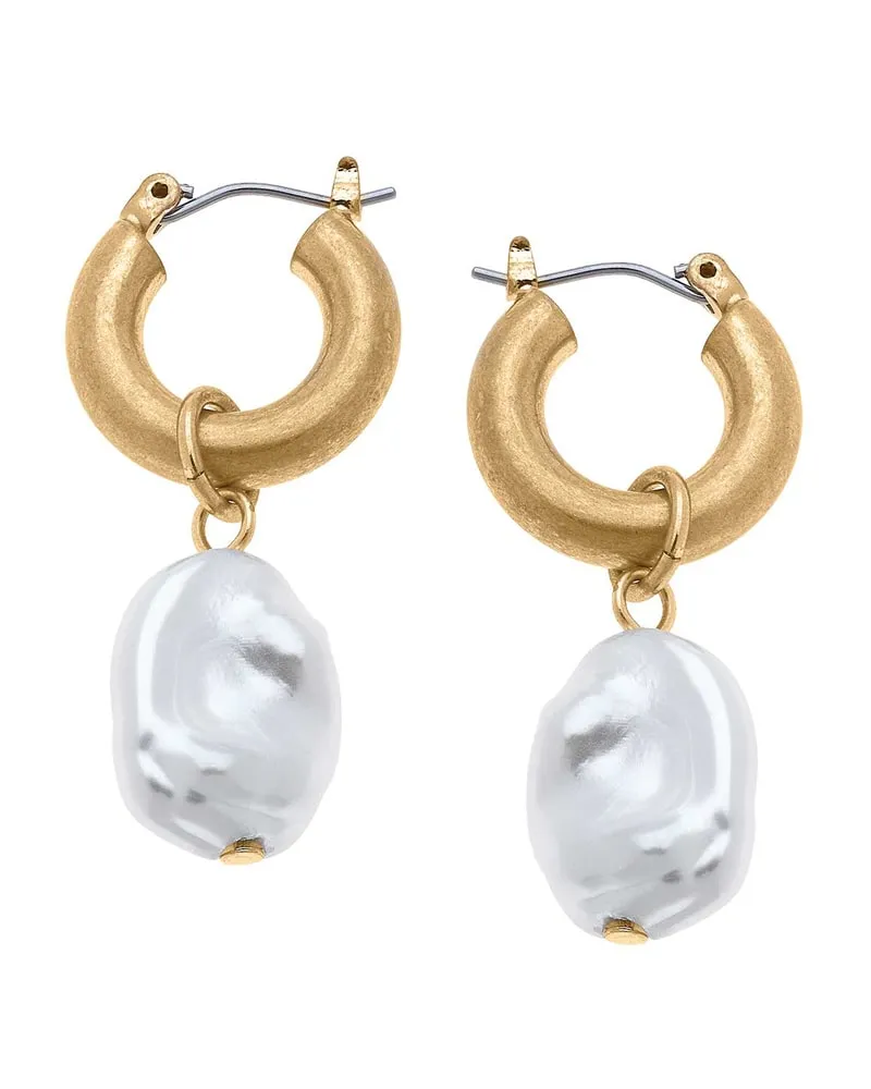 Bartoli Baroque Pearl Drop Hoop Earrings