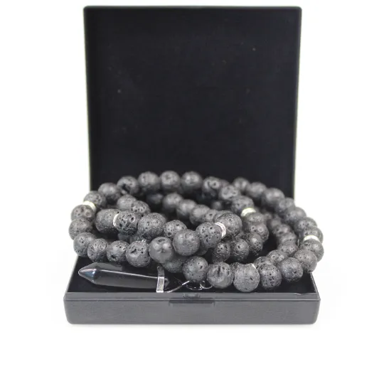 Black Lava Mala Prayer Beads