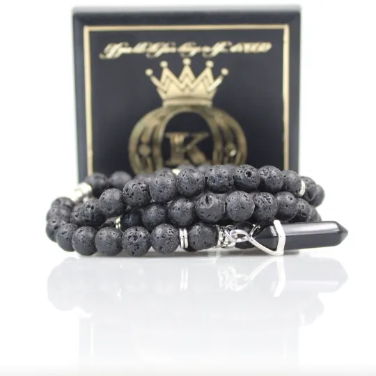 Black Lava Mala Prayer Beads