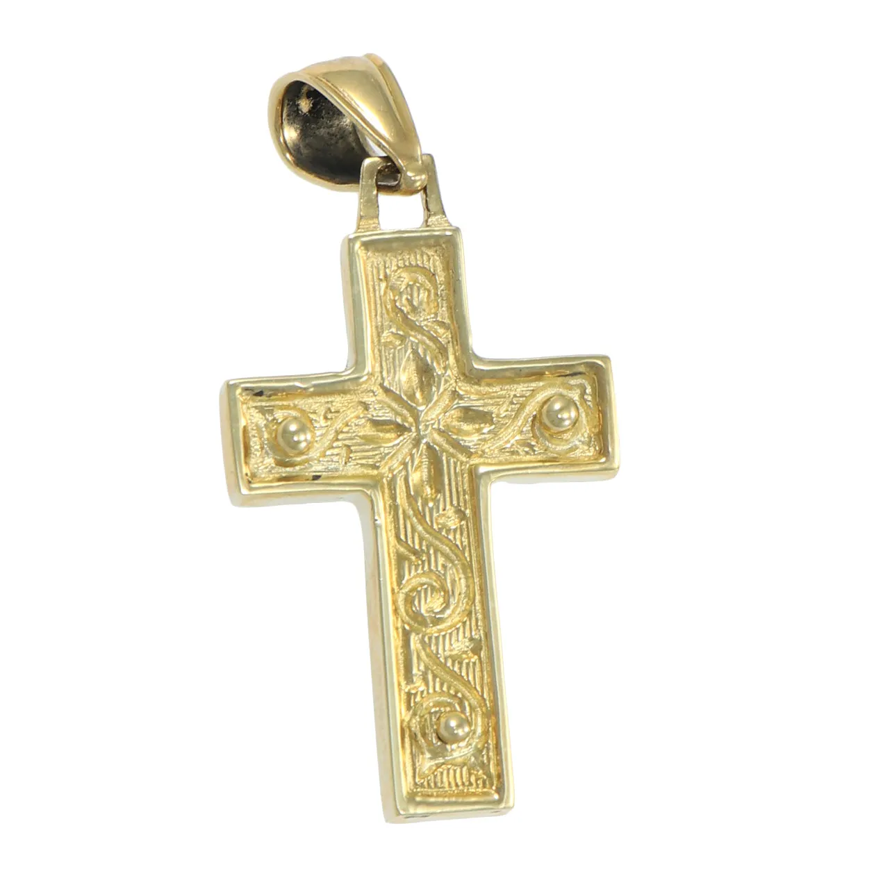 Black Onyx Jesus Cross Crusifix Latin Cross Necklace Pendant 14k Yellow Gold